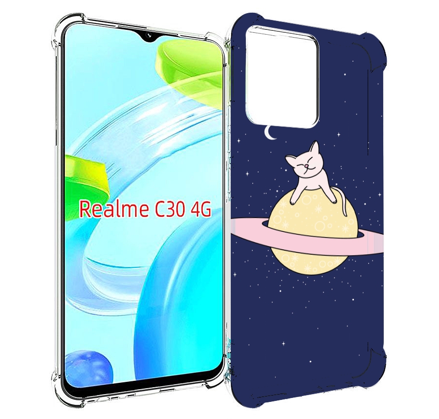 

Чехол MyPads котик на планете для Realme C30 4G / Narzo 50i Prime, Прозрачный, Tocco