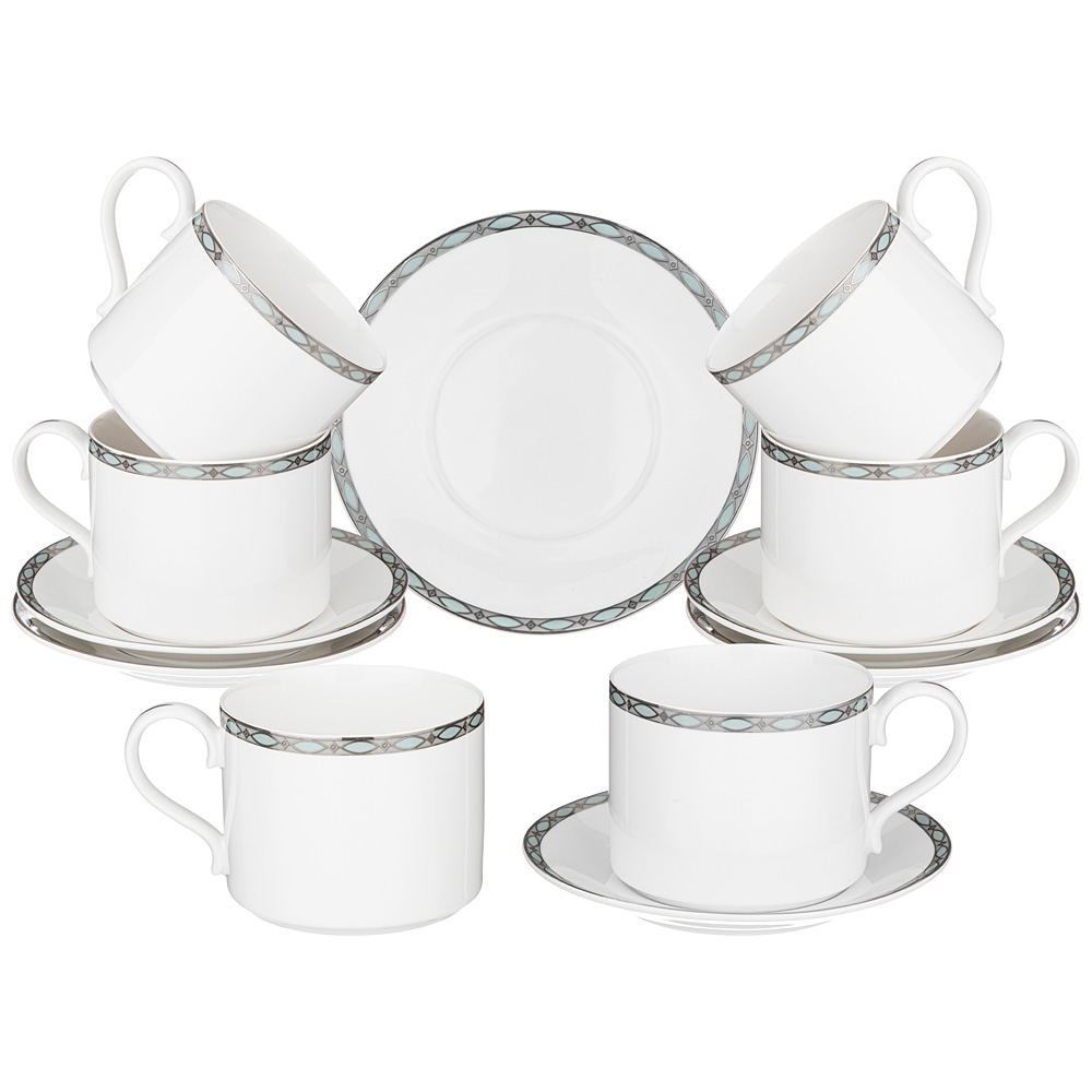 

Чайный набор на 6 персон 12 предметов Lefard Glamour чашки 300мл фарфор 590-467_, Белый