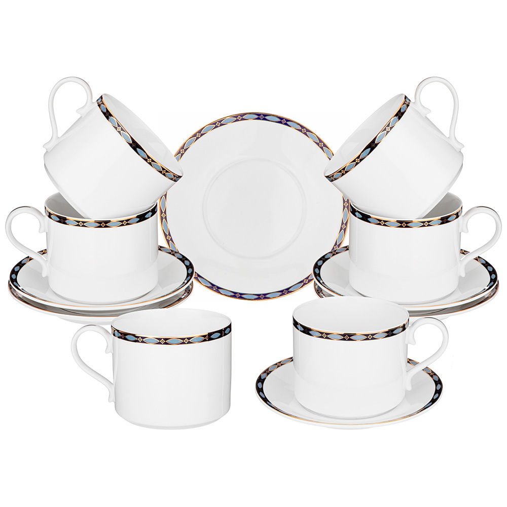

Чайный набор на 6 персон 12 предметов Lefard Glamour чашки 300мл фарфор 590-464_, Белый