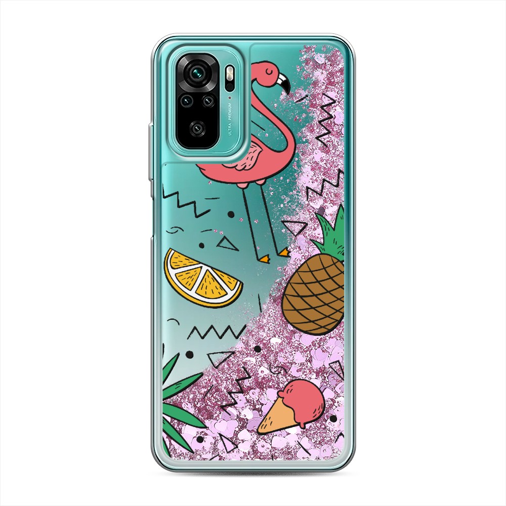 

Жидкий чехол с блестками "Гавайский фон" на Xiaomi Redmi Note 10