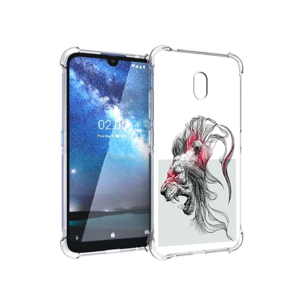 

Чехол MyPads Tocco для Nokia 2.2 разъяренный лев (PT134721.103.576), Прозрачный, Tocco