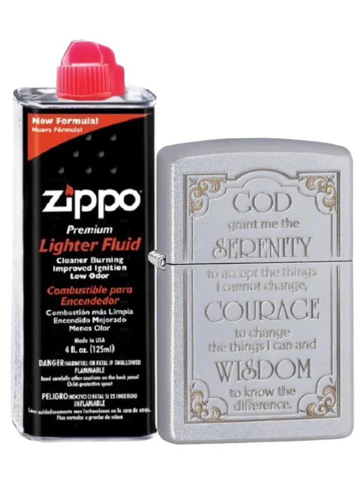 

Бензиновая зажигалка ZIPPO 28458 Serenity + бензин Zippo 125 мл 28458-3141, Серебристый