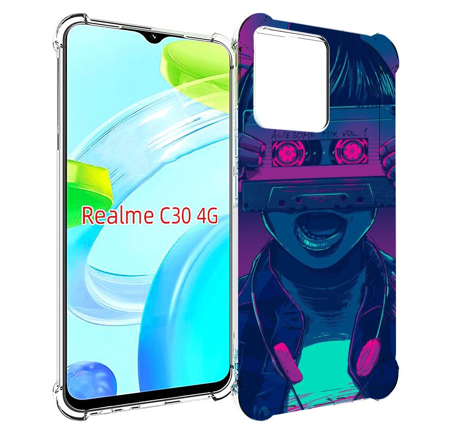 

Чехол MyPads киберпанк с кассетой для Realme C30 4G / Narzo 50i Prime, Прозрачный, Tocco