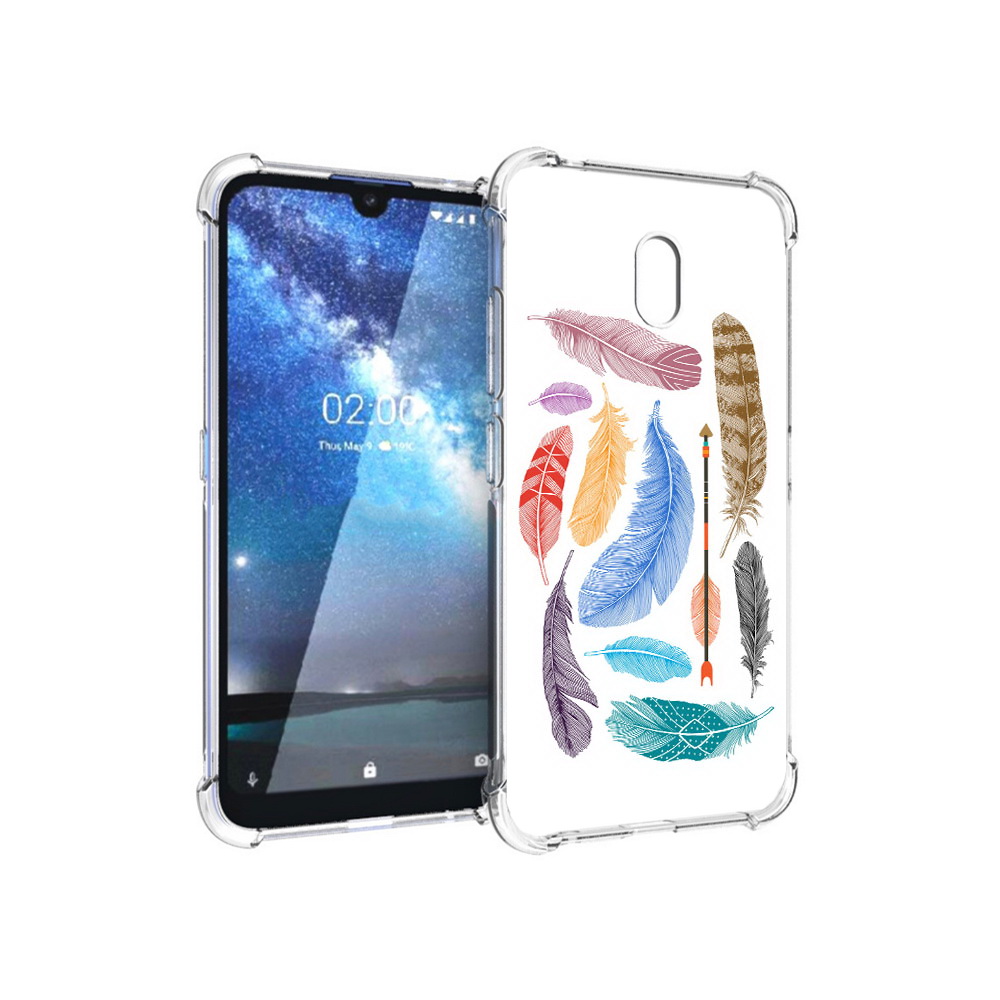 

Чехол MyPads Tocco для Nokia 2.2 разноцветные перья (PT134721.103.572), Прозрачный, Tocco