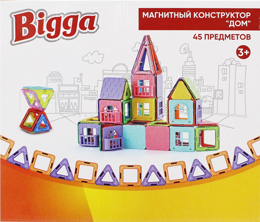 фото Магнитный конструктор дом bigga 45 элементов