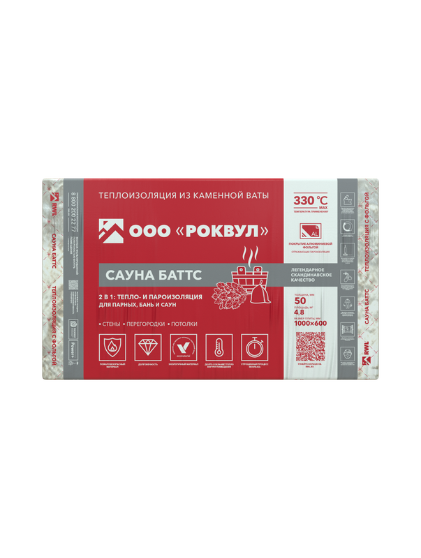 

Сауна Баттс 1000х600х50, Sauna Batts