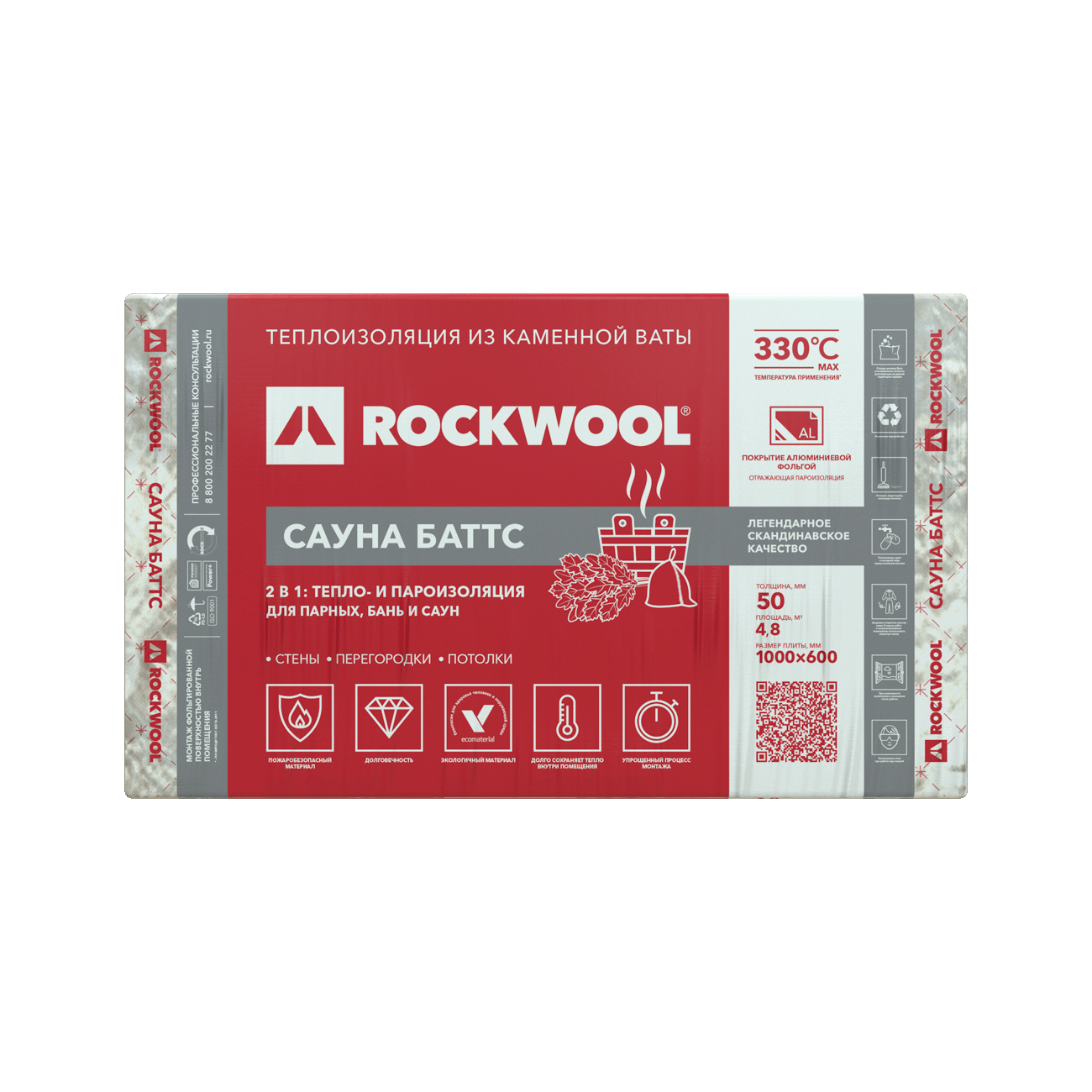 Теплоизоляция Rockwool Сауна Баттс 1000х600х50