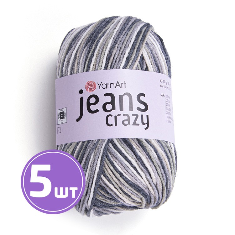 

Пряжа YarnArt Jeans Crazy Джинс Крейзи 7209 мультиколор 5 шт по 50 г, Разноцветный