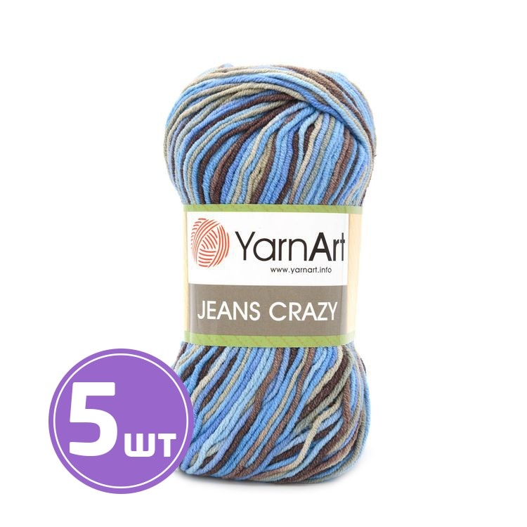 

Пряжа YarnArt Jeans Crazy 7202 мультиколор 5 шт по 50 г, Разноцветный