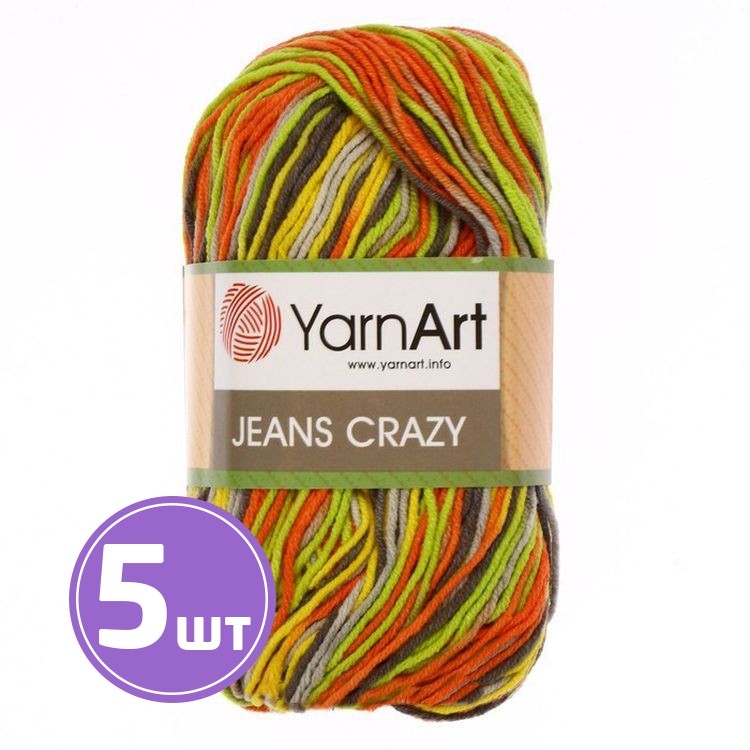 

Пряжа YarnArt Jeans Crazy 7201 мультиколор 5 шт по 50 г, Разноцветный