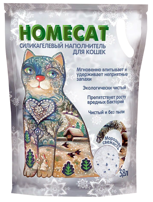 фото Homecat homecat морозная свежесть наполнитель силикагелевый для туалета кошек (3,8 + 3,8 л