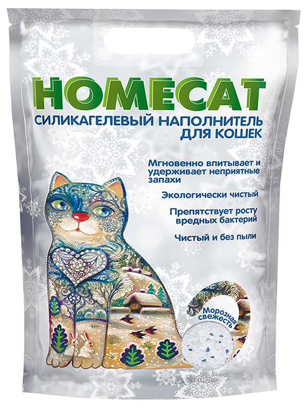 фото Homecat homecat морозная свежесть наполнитель силикагелевый для туалета кошек (12,5 л х 4