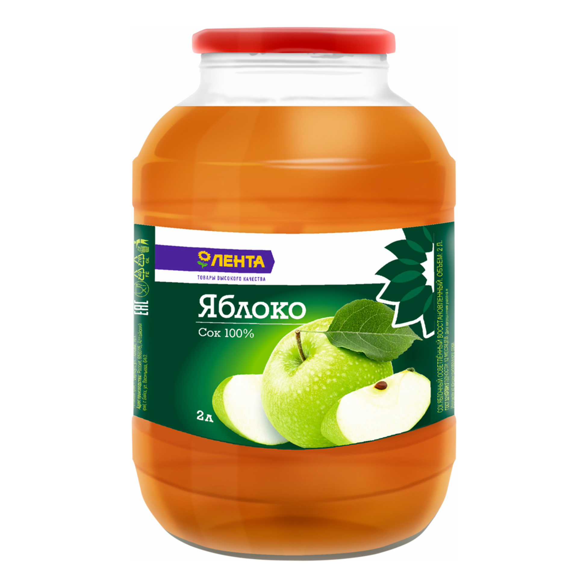 

Сок Лента Яблочный 2 л