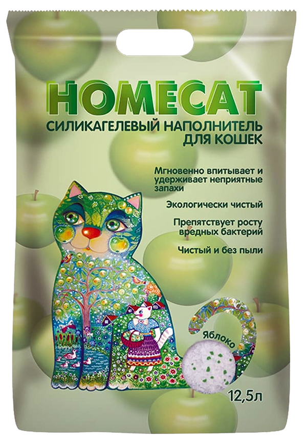 фото Наполнитель для туалета кошек homecat яблоко силикагелевый, 4 шт по 12,5 л