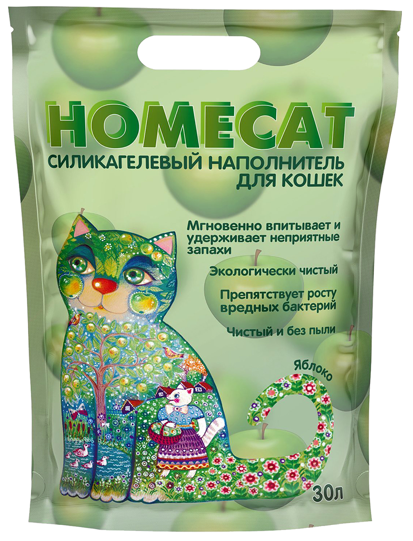 фото Homecat homecat яблоко наполнитель силикагелевый для туалета кошек (30 л х 4 шт)