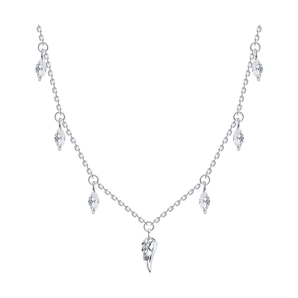 

Колье из серебра 38 см SOKOLOV 94070659, фианит, 94070659
