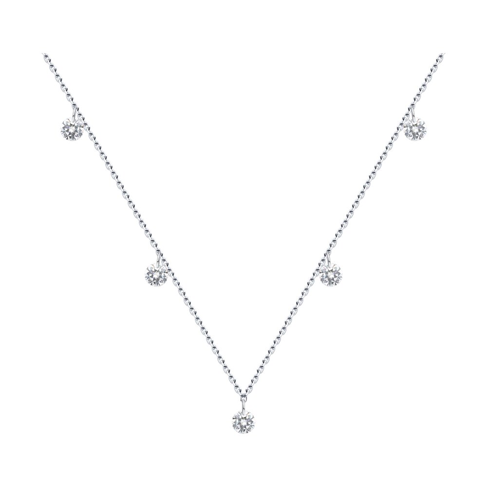 

Ожерелье из серебра 38 см SOKOLOV 94070598, фианит, 94070598