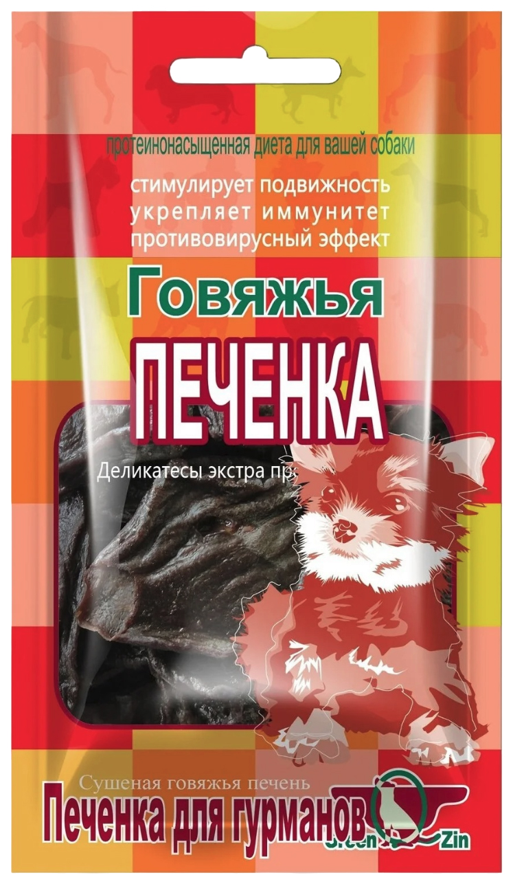 

Лакомство для собак Green Qzin печень говяжья сушеная, 8 шт по 80 г