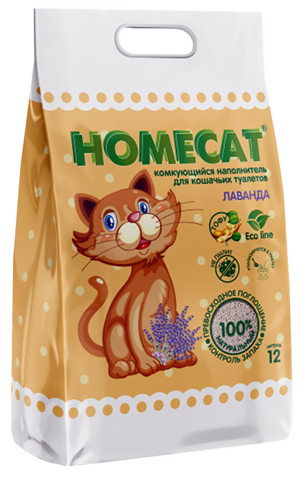 фото Homecat homecat эколайн лаванда наполнитель комкующийся для туалета кошек (12 л х 4 шт)