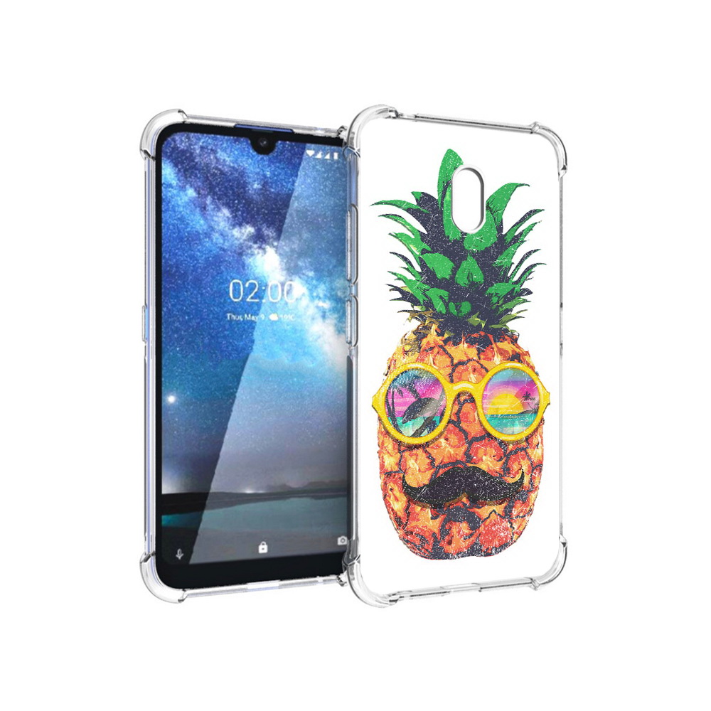

Чехол MyPads Tocco для Nokia 2.2 прикольный ананас с лицом (PT134721.103.556), Прозрачный, Tocco