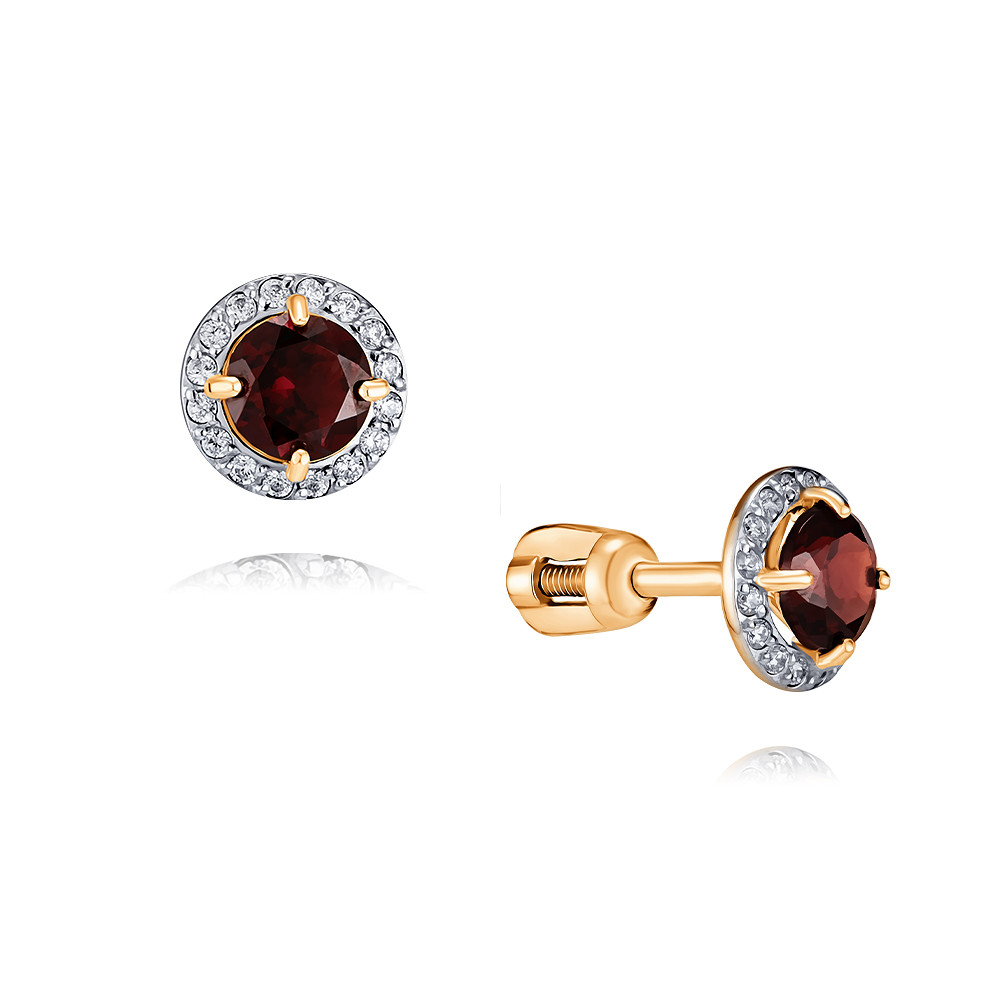 

Серьги из красного золота с гранатом/фианитом ADAMAS 21038499/01-А50Д-655, 21038499/01-А50Д-655