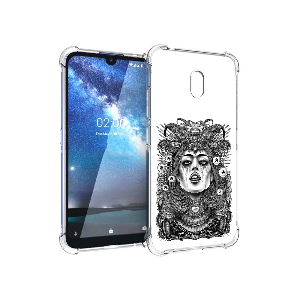 

Чехол MyPads Tocco для Nokia 2.2 портрет девушки черно белый (PT134721.103.551), Прозрачный, Tocco