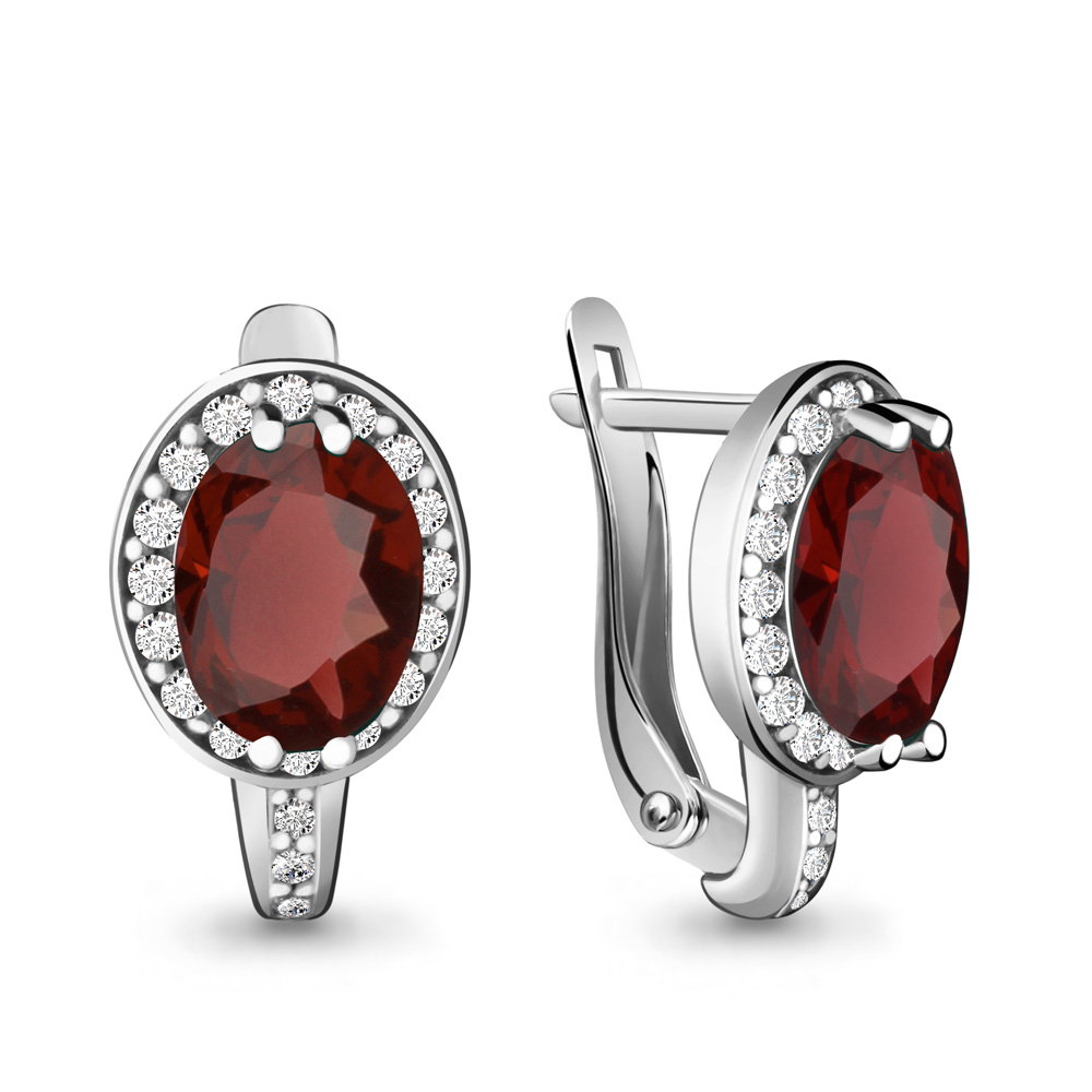 

Серьги из серебра с гранатом Aquamarine 4413703А_925_р, 4413703А_925_р
