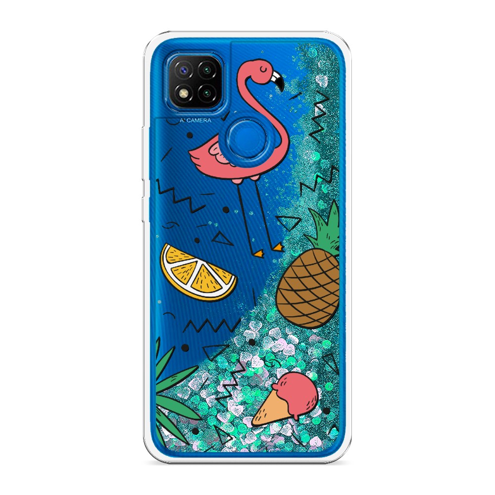 

Жидкий чехол с блестками "Гавайский фон" на Xiaomi Redmi 9C