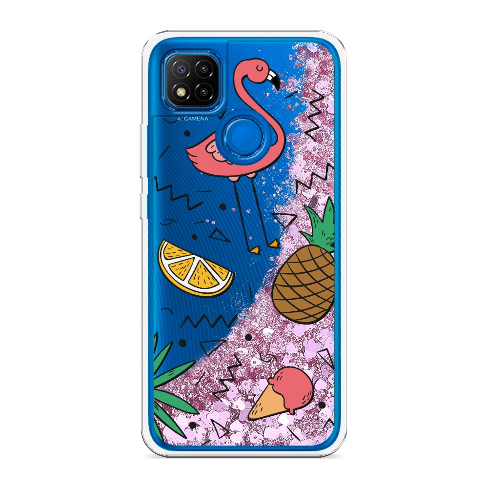 

Жидкий чехол с блестками "Гавайский фон" на Xiaomi Redmi 9C