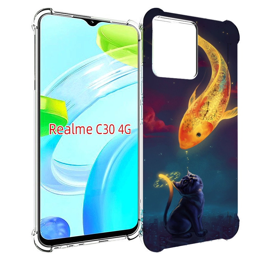 

Чехол MyPads золотая-рыбка-часовая для Realme C30 4G / Narzo 50i Prime, Прозрачный, Tocco