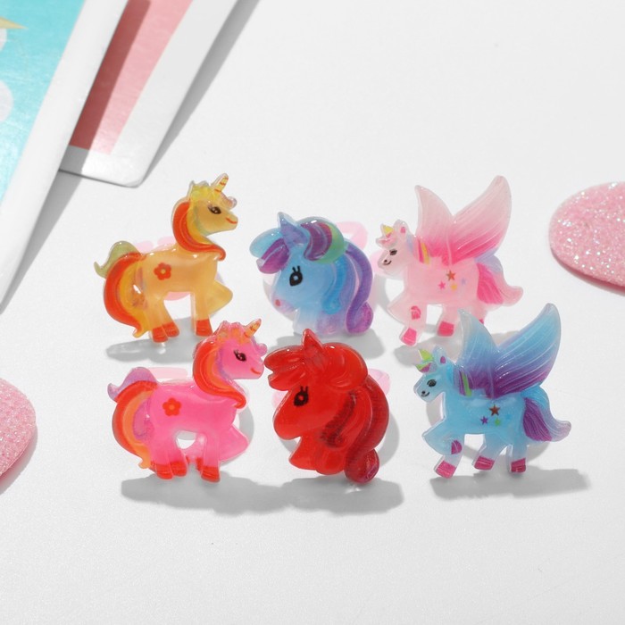 

Кольцо детское Выбражулька единорожки, форма МИКС, цвет МИКС, безразмерное, Разноцветный