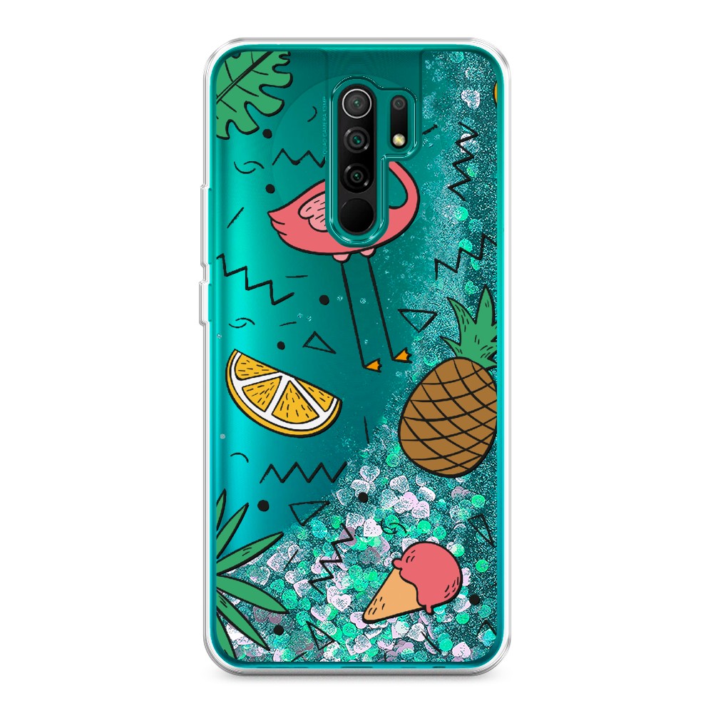 

Жидкий чехол с блестками "Гавайский фон" на Xiaomi Redmi 9, 38395-1