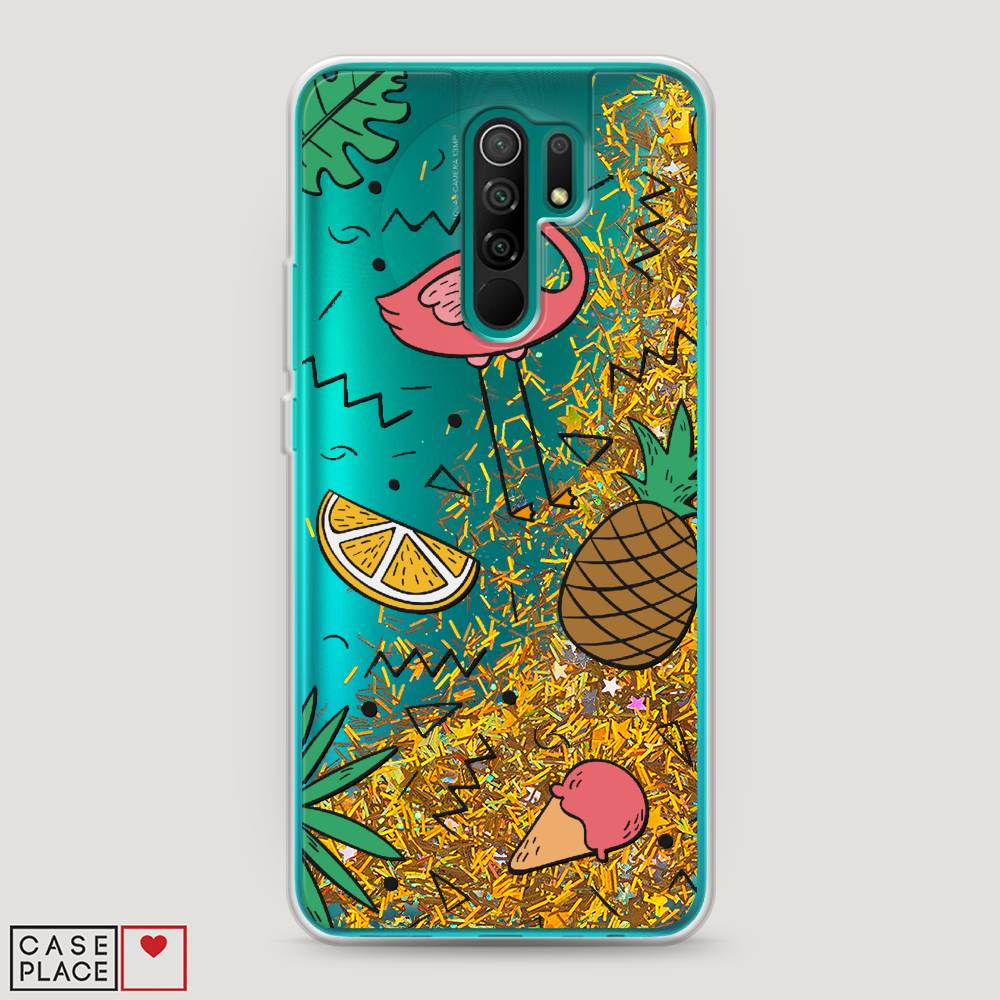 

Жидкий чехол с блестками "Гавайский фон" на Xiaomi Redmi 9, 38390-1