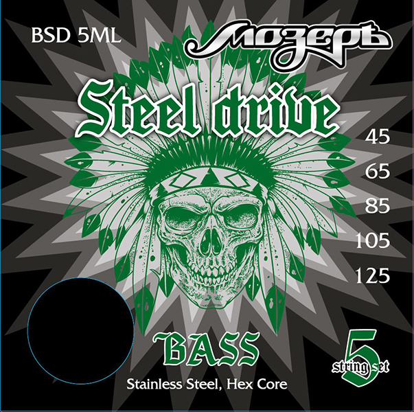 

Steel Drive Комплект струн для 5-струнной бас-гитары, сталь, 45-125, Мозеръ BSD-5ML