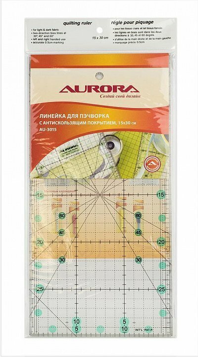 

Линейка для пэчворка Aurora 15*30см AU-3015, Прозрачный, линейка