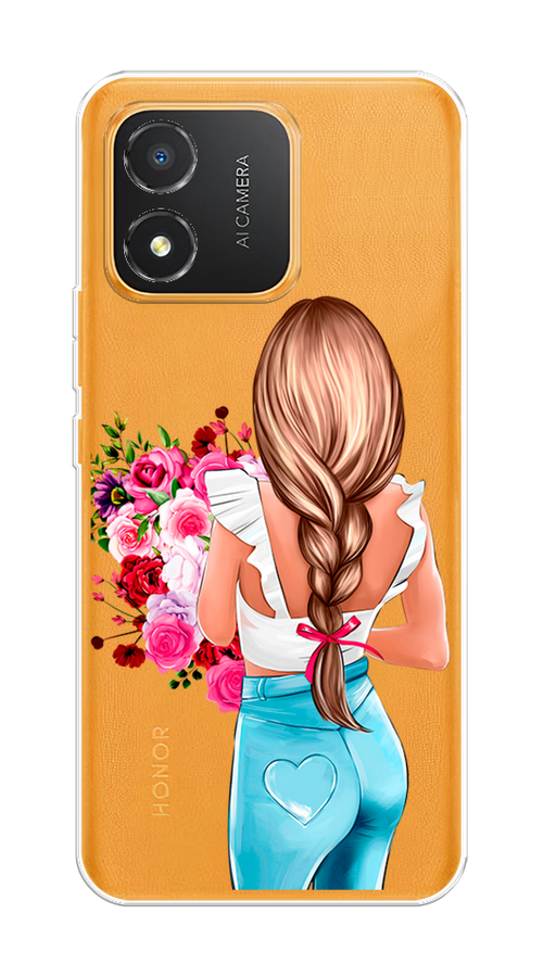 

Чехол на Honor X5 "Девушка с цветами", Коричневый;розовый;бирюзовый, 6120950-6