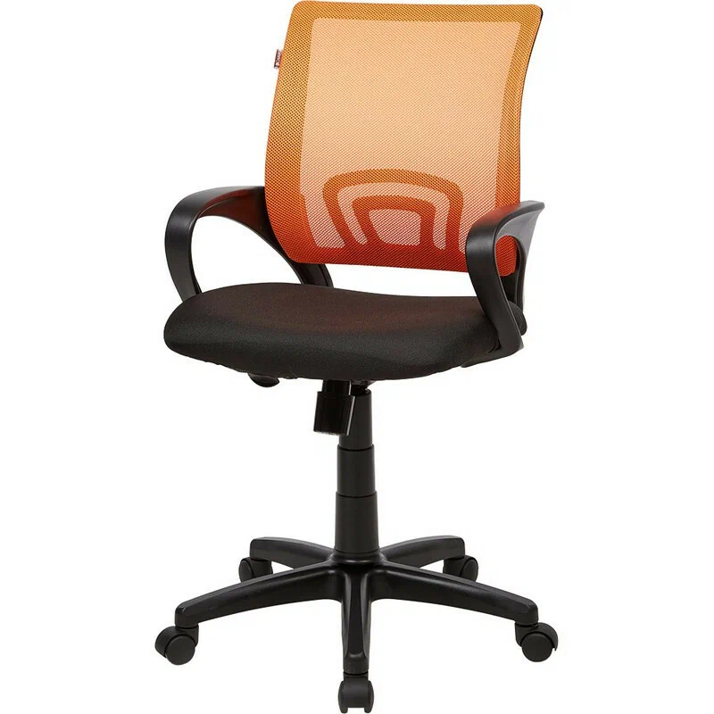 фото Кресло vt_echair-304 tc net ткань черн/сетка оранж, хром easy chair