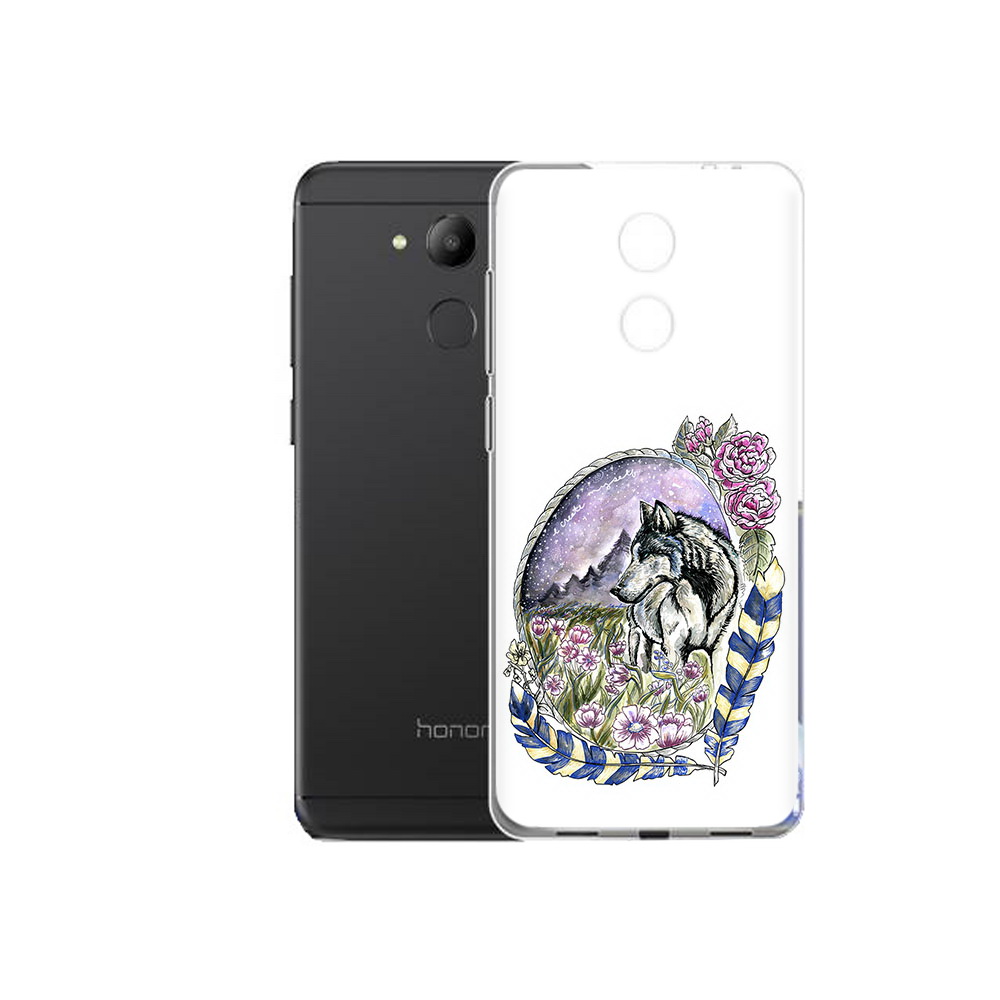 

Чехол MyPads Tocco для Honor 6C нарисованный волк в цветах с перьями (PT67887.49.509), Прозрачный, Tocco