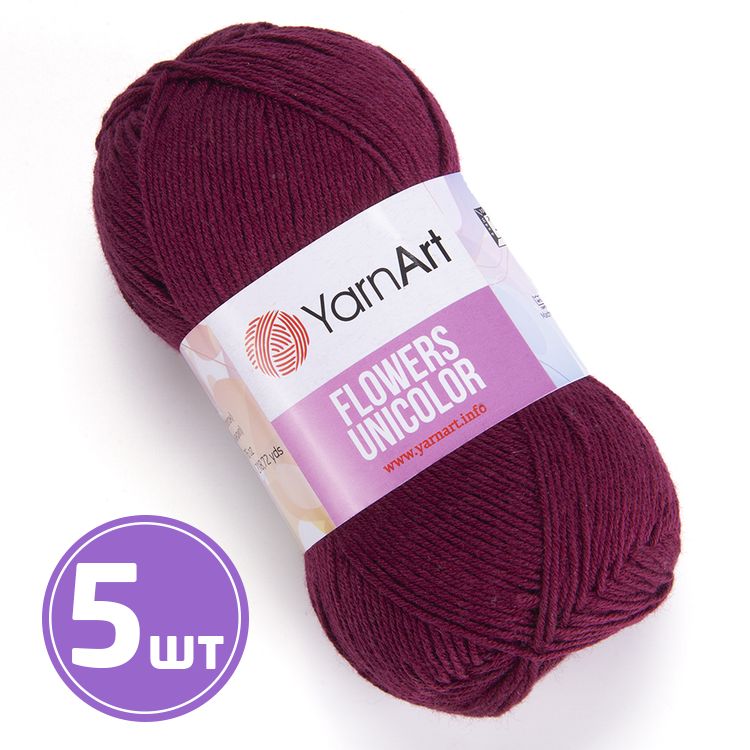 

Пряжа YarnArt Flowers Unicolor 765 вишня 5 шт по 50 г, Красный