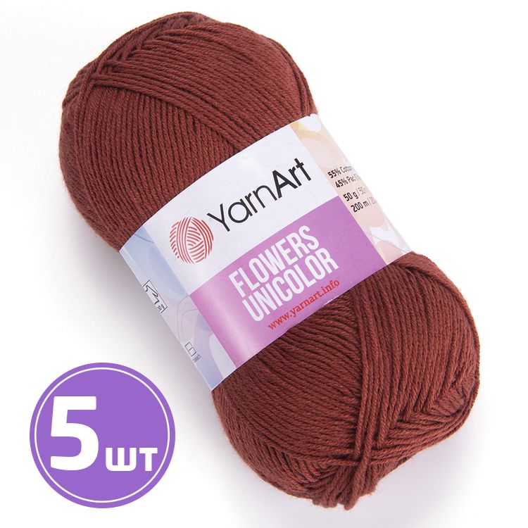 

Пряжа YarnArt Flowers Unicolor 764 терракот 5 шт по 50 г, Коралловый