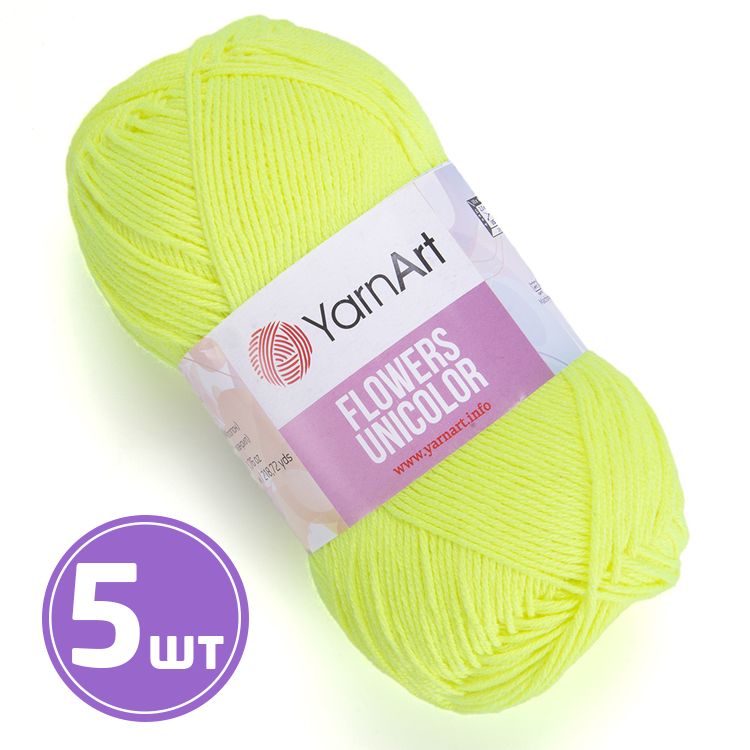 

Пряжа YarnArt Flowers Unicolor 762 неон лимон 5 шт по 50 г, Желтый