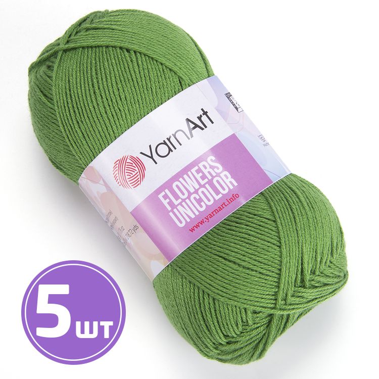 

Пряжа YarnArt Flowers Unicolor 759 зеленое яблоко 5 шт по 50 г, Зеленый