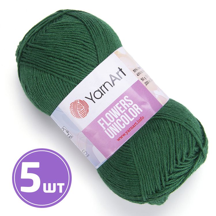 

Пряжа YarnArt Flowers Unicolor 758 темно-зеленый 5 шт по 50 г