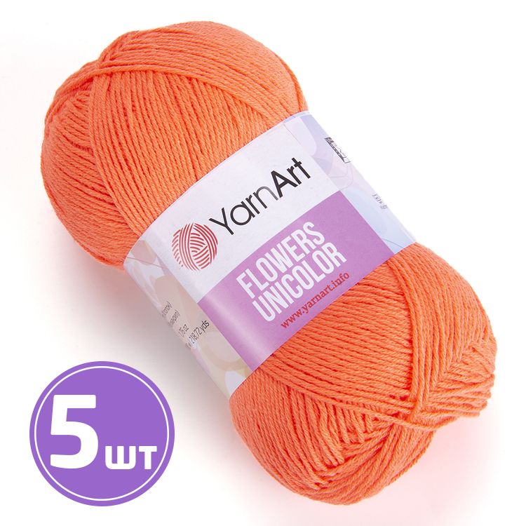 

Пряжа YarnArt Flowers Unicolor 737 яркий абрикос 5 шт по 50 г, Коралловый