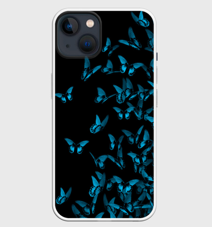 

Чехол Awog на Apple iPhone 14 / Айфон 14 "Синие бабочки", Черный, 15152-1