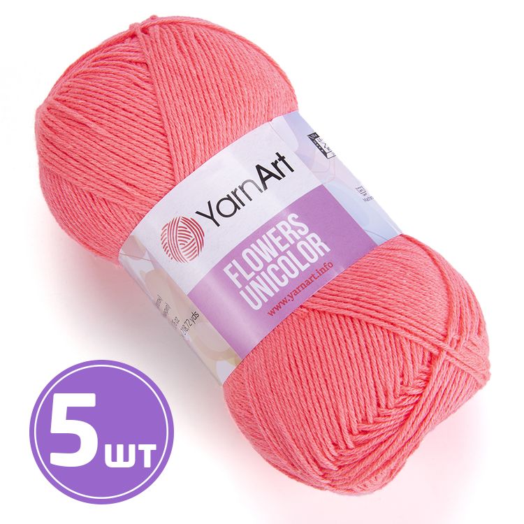 

Пряжа YarnArt Flowers Unicolor 736 яркий коралл 5 шт по 50 г, Коралловый