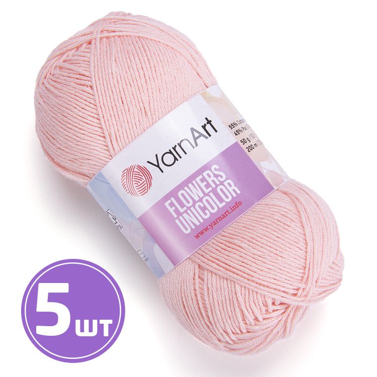 

Пряжа YarnArt Flowers Unicolor 734 нежно-розовый 5 шт по 50 г