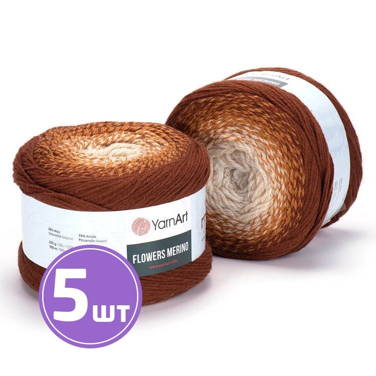 

Пряжа YarnArt Flowers Merino 537 мультиколор 5 шт по 225 г, Разноцветный