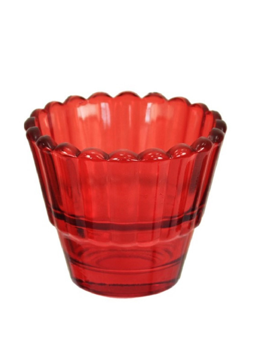 

Стакан лампадный стеклянный рифленый красный h-6,5 см, РИТ_27.80-СТ