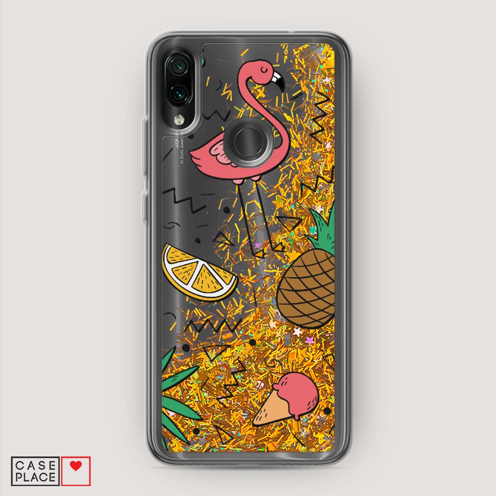 

Жидкий чехол с блестками "Гавайский фон" на Xiaomi Redmi 7, 35090-1